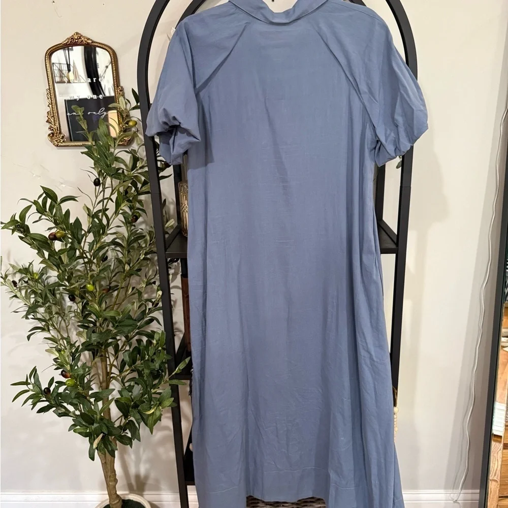 Easel Gray Puff Sleeve Polo Collar Maxi Dress size small - Picture 7 of 9